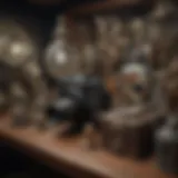A vintage collector's showcase filled with rare artifacts