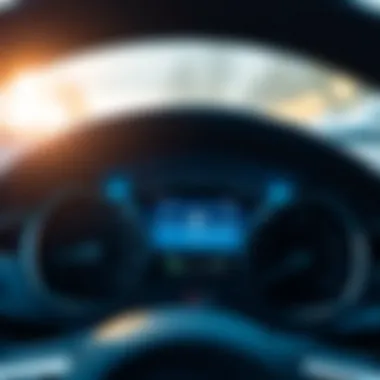 A close-up of a car dashboard highlighting mileage tracker