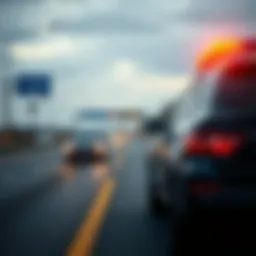A vehicle experiencing a breakdown on a toll road