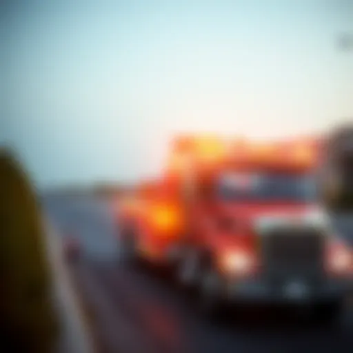 A tow truck in action on a roadside