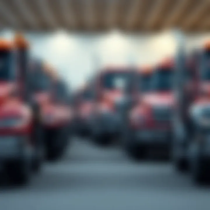 Different types of tow trucks lined up