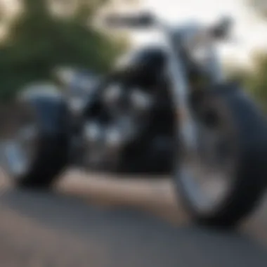 Close-up of trike motorcycle features