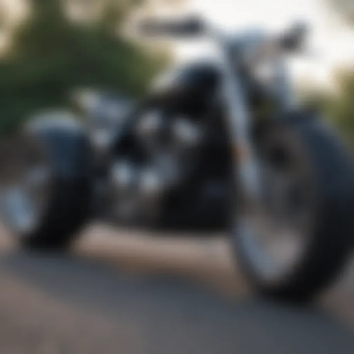 Close-up of trike motorcycle features