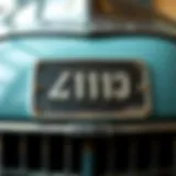 Detailed view of a vintage car VIN plate