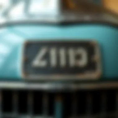 Detailed view of a vintage car VIN plate