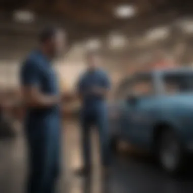 Discussing Estimates with Customer Auto repair estimator discussing project estimates with a customer