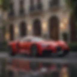 A stylish Bugatti parked in an elegant setting, showcasing its luxurious design.
