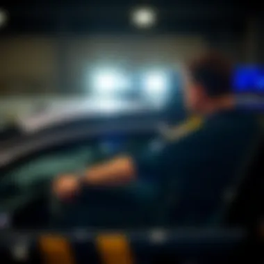 Law enforcement officer with car