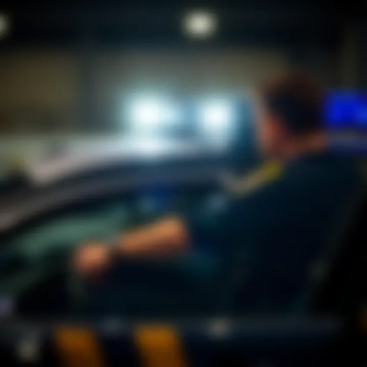 Law enforcement officer with car