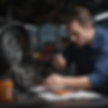 Diagnosing Engine Problems with Technology Mechanic using diagnostic tool on a vehicle