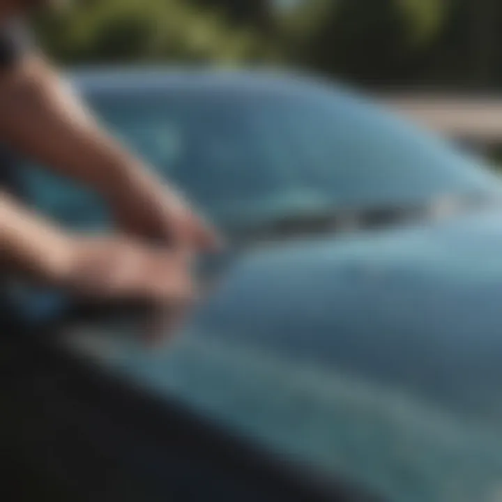 Technician repairing a windshield chip