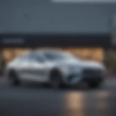 Selecting the Right Vehicle A sleek car parked outside a dealership
