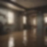 A flooded basement showcasing extensive water damage