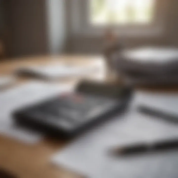 A calculator and documents representing financial planning for insurance