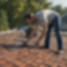 Homeowner examining roof damage