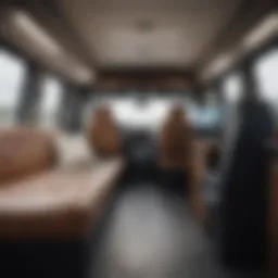 Detailed view of a custom van conversion showcasing interior features