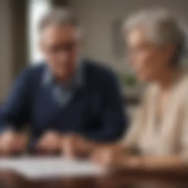 A thoughtful senior couple reviewing life insurance documents