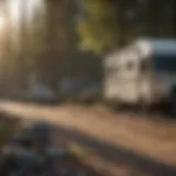 A scenic view of an RV parked in a local campground