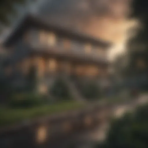 Illustration depicting a damaged home due to a natural disaster.