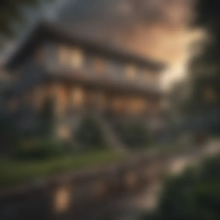 Illustration depicting a damaged home due to a natural disaster.