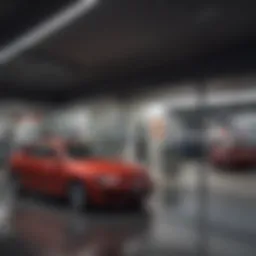 A car rental office showcasing monthly insurance options.