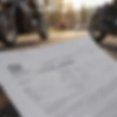 Close-up of a motorcycle insurance policy document