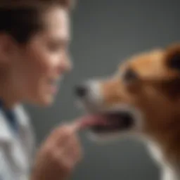 A veterinarian examining a dog's teeth