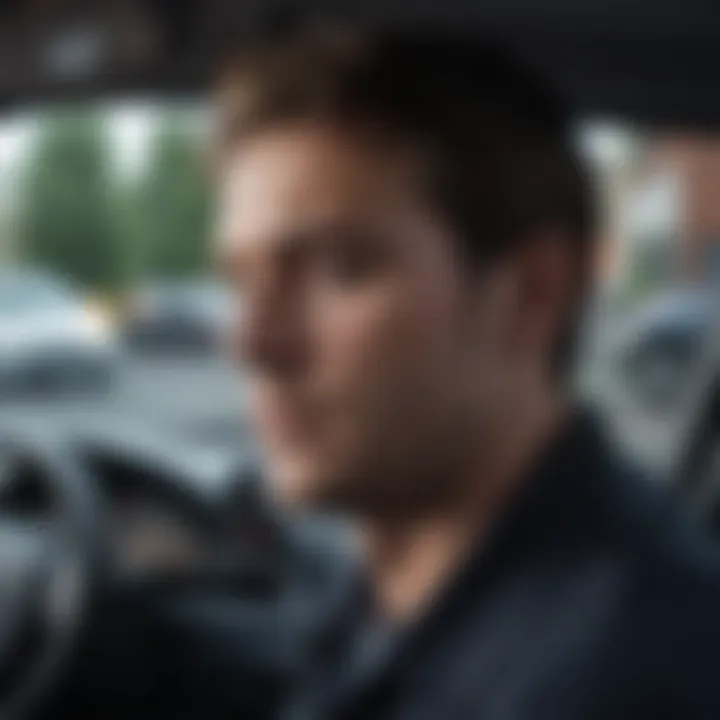 A contemplative driver reflecting on an accident