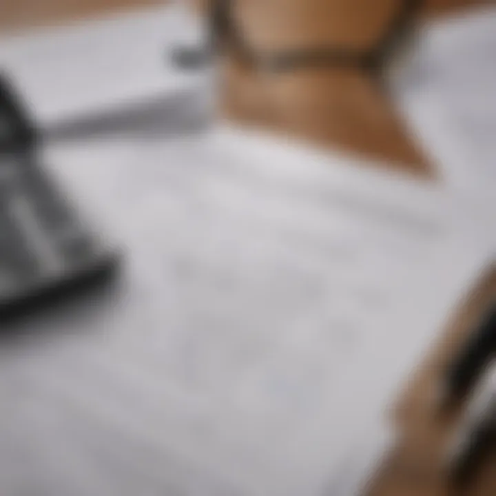 A close-up of insurance documents with a calculator and a pen on a table