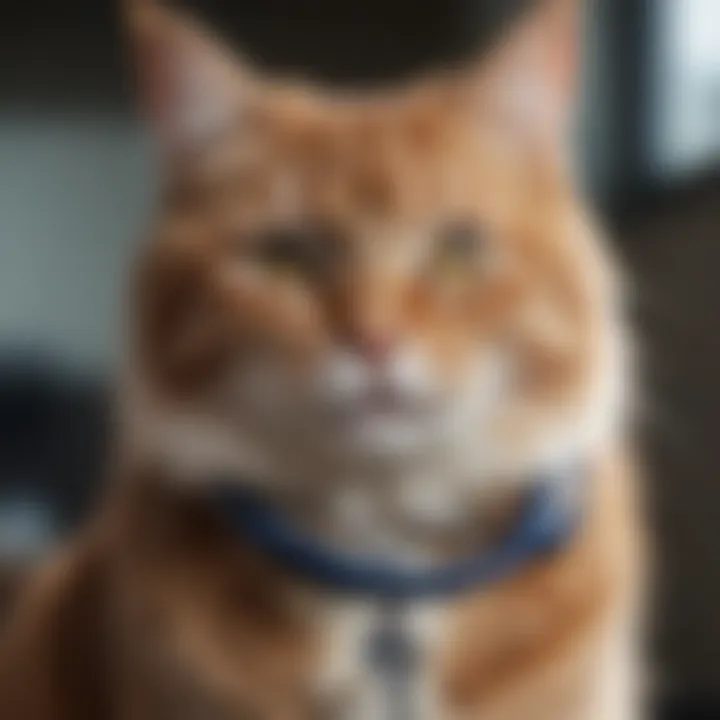 A close-up of a cat with a stethoscope