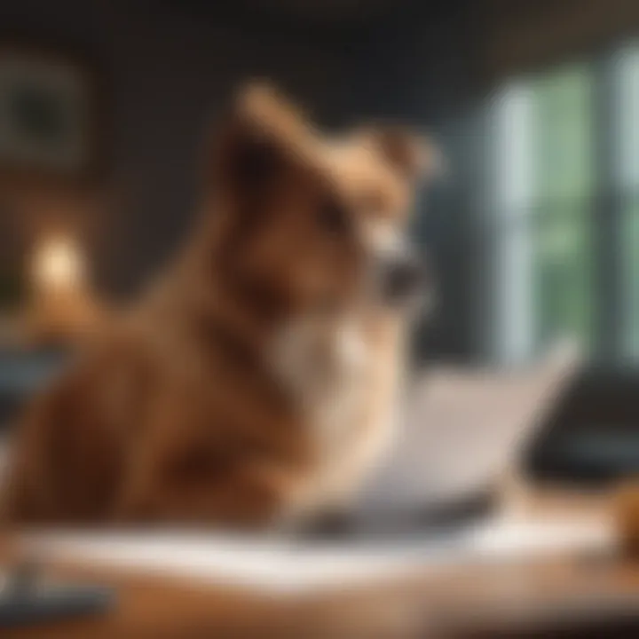 A pet owner reading insurance documents