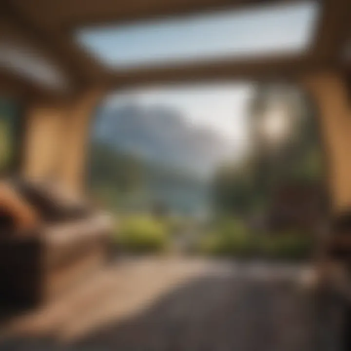 A pristine outdoor view from a popup camper