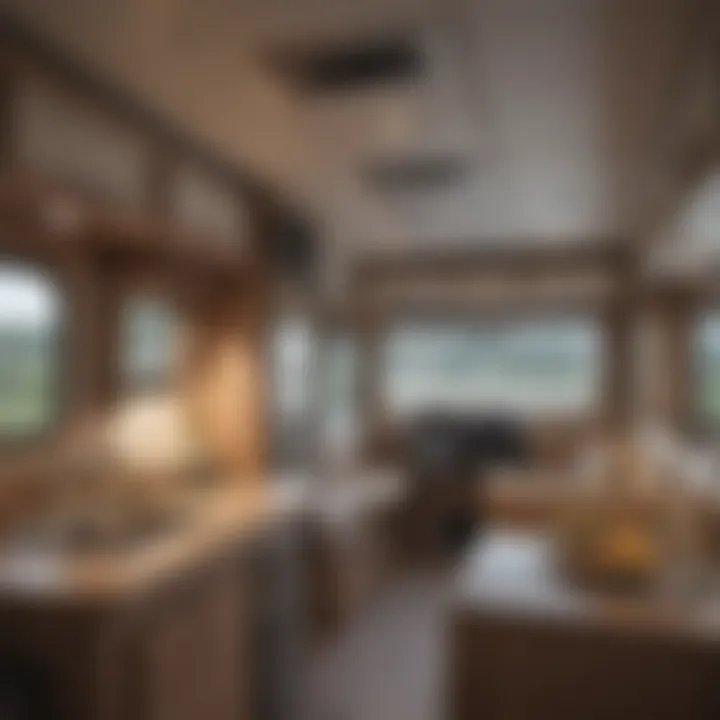 Interior layout of a modern pull behind travel trailer