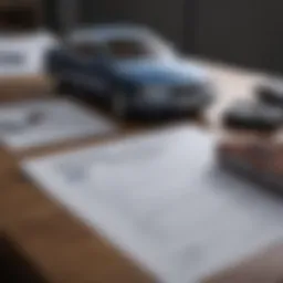 Visual representation of car loan paperwork