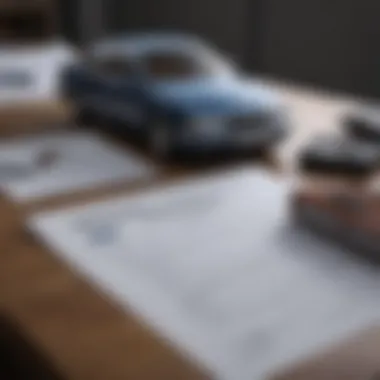 Visual representation of car loan paperwork