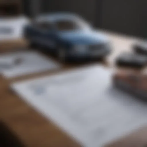 Visual representation of car loan paperwork