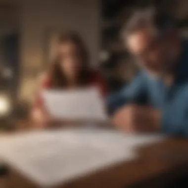 Homeowners reviewing documents for closing