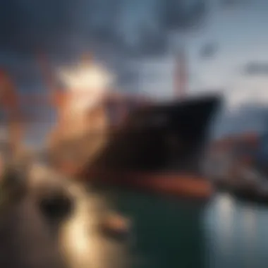 Efficient Cargo Ship Docking Operations A cargo ship docked efficiently at a busy port.