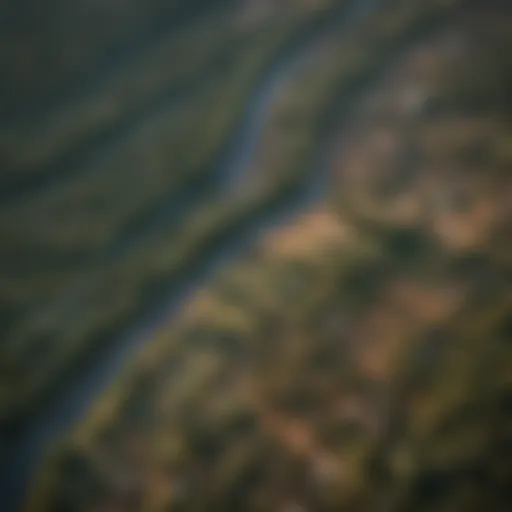 Aerial view of diverse land plots