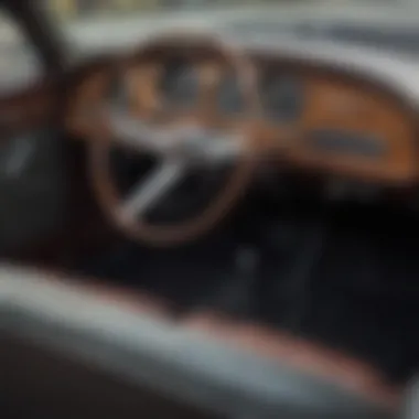 Intricacies of Antique Car Interiors Detailed close-up of an antique car's interior and dashboard