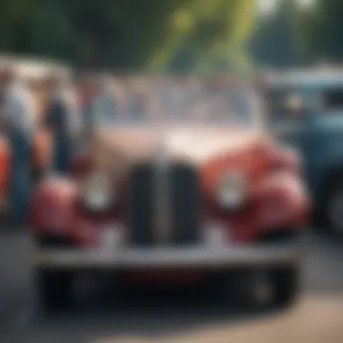 Antique Car Enthusiasts Gathering A group of antique car enthusiasts at a classic car show
