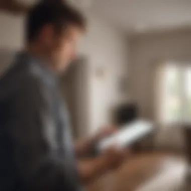 Home Inspection in Action A professional inspecting a home with a clipboard and flashlight