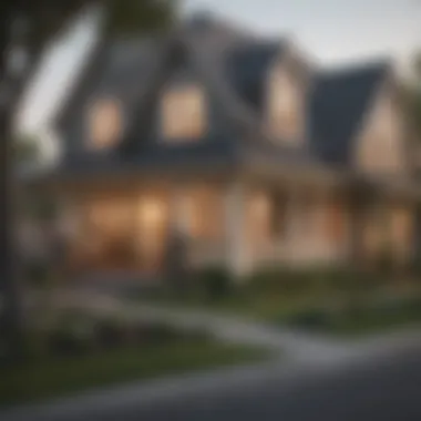Diverse Architectural Styles A serene suburban neighborhood showcasing diverse architectural styles of homes
