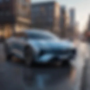 The Future of Hydrogen-Powered Transportation Futuristic concept of hydrogen-powered vehicles on the road