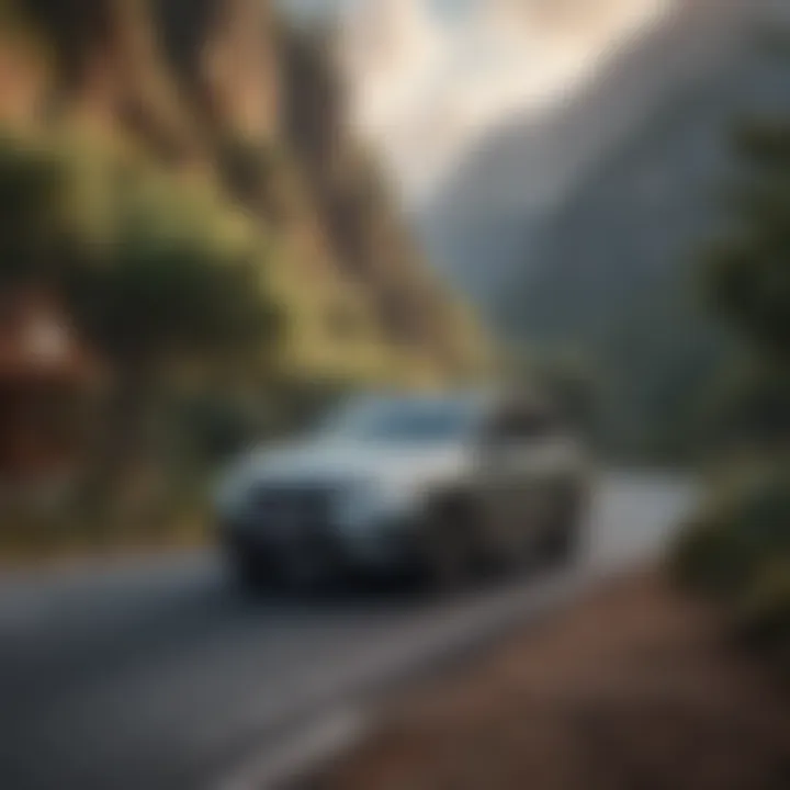 A scenic image of a rented car parked in a picturesque location, symbolizing the journey ahead.