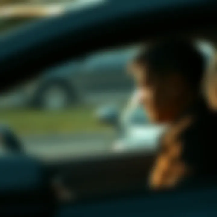 Evaluation of Parking Techniques An evaluator observing a candidate's parallel parking skills.