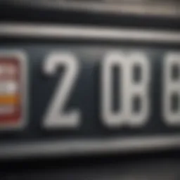 Close-up of a vehicle number plate highlighting registration details.