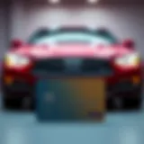 Credit card in front of a car