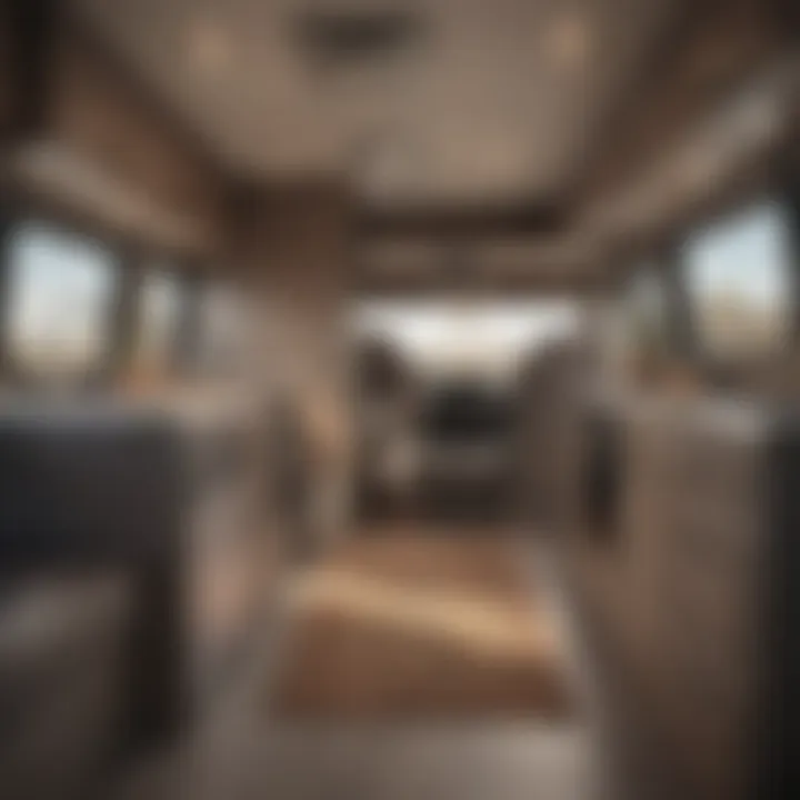Interior layout of a van travel trailer, highlighting functional design