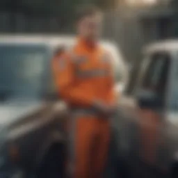 A worried driver standing beside a locked car